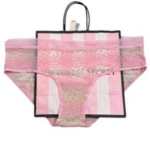 NEW Victoria's Secret Pink‎ Heart Lace Hiphugger Hipster Panty Large